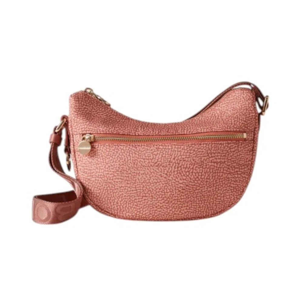 Borbonese Pink Shoulder Bags, Female, One Size, Mini Nylon Shoulder Bag In Lipstick