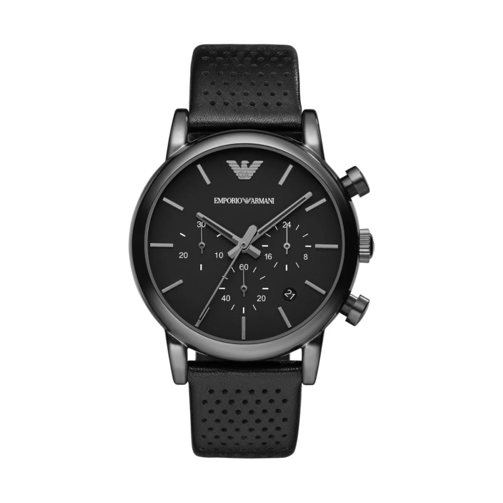 Emporio Armani Uomo Nero/Argento Orologio Da Polso, Orologio Da (Cronografo, Orologio Analogico, 40 Mm) - Immagine 3
