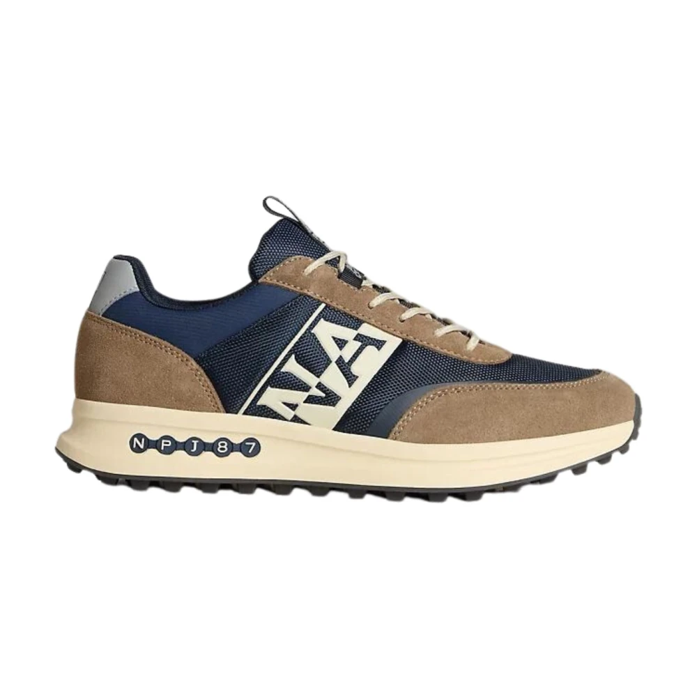 Napapijri Blauwe Leren Lage Sneakers Heren Schoenen