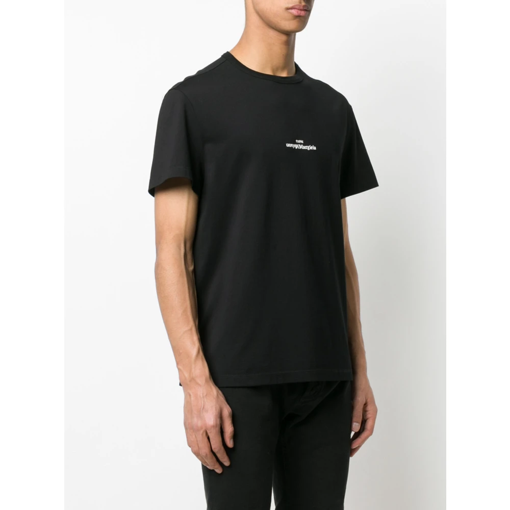 Maison Margiela Verwrongen Logo Katoenen T-shirt Black Heren