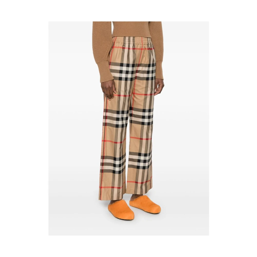 Burberry Vintage Check Wijde Broek Beige Dames