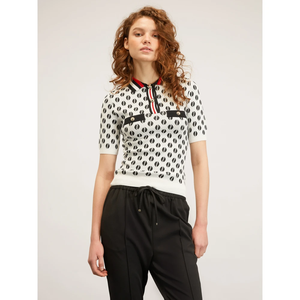 Motivi Slim-fit Jacquard Polo Shirt Multicolor Dames