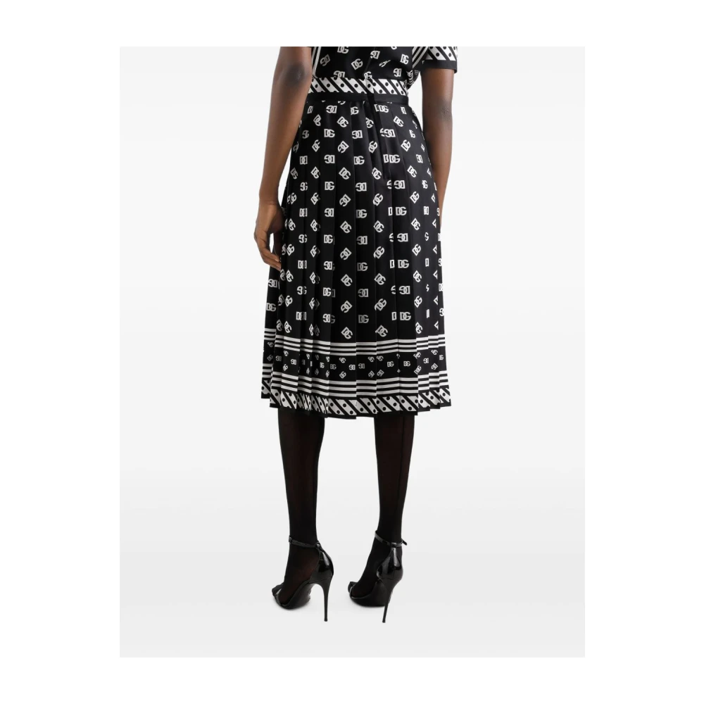 Dolce & Gabbana Geplooide rok met logo's Black Dames