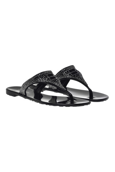 Black rubber thong sandals