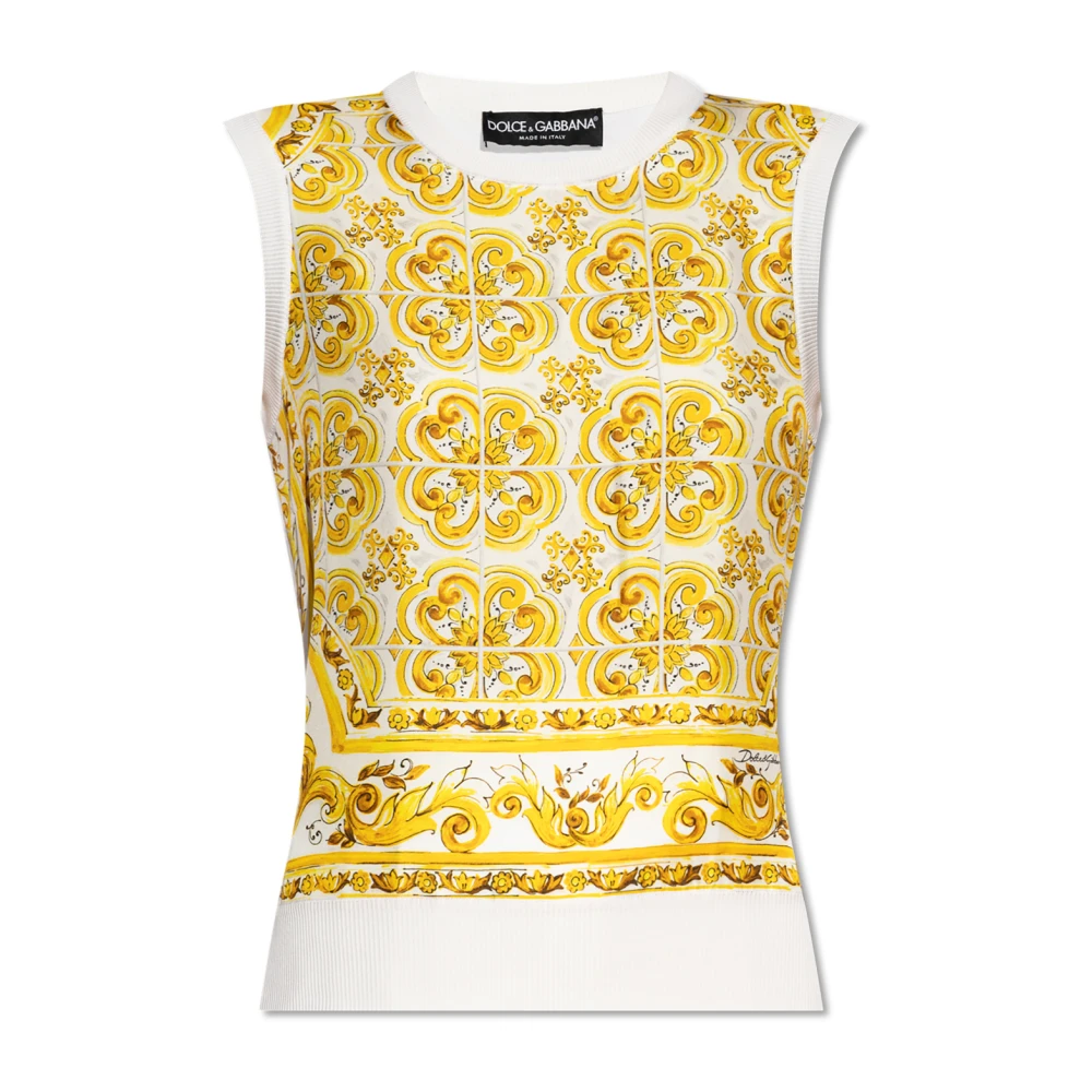 Dolce & Gabbana Topp med 'Majolica'-tryck Yellow, Dam