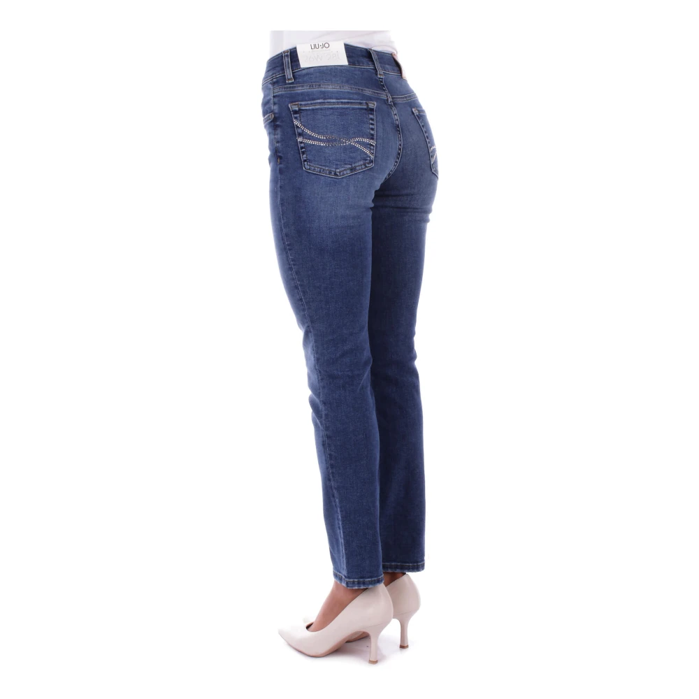 Liu Jo Denim Skinny Stretch Jeans met Strass Details Blue Dames