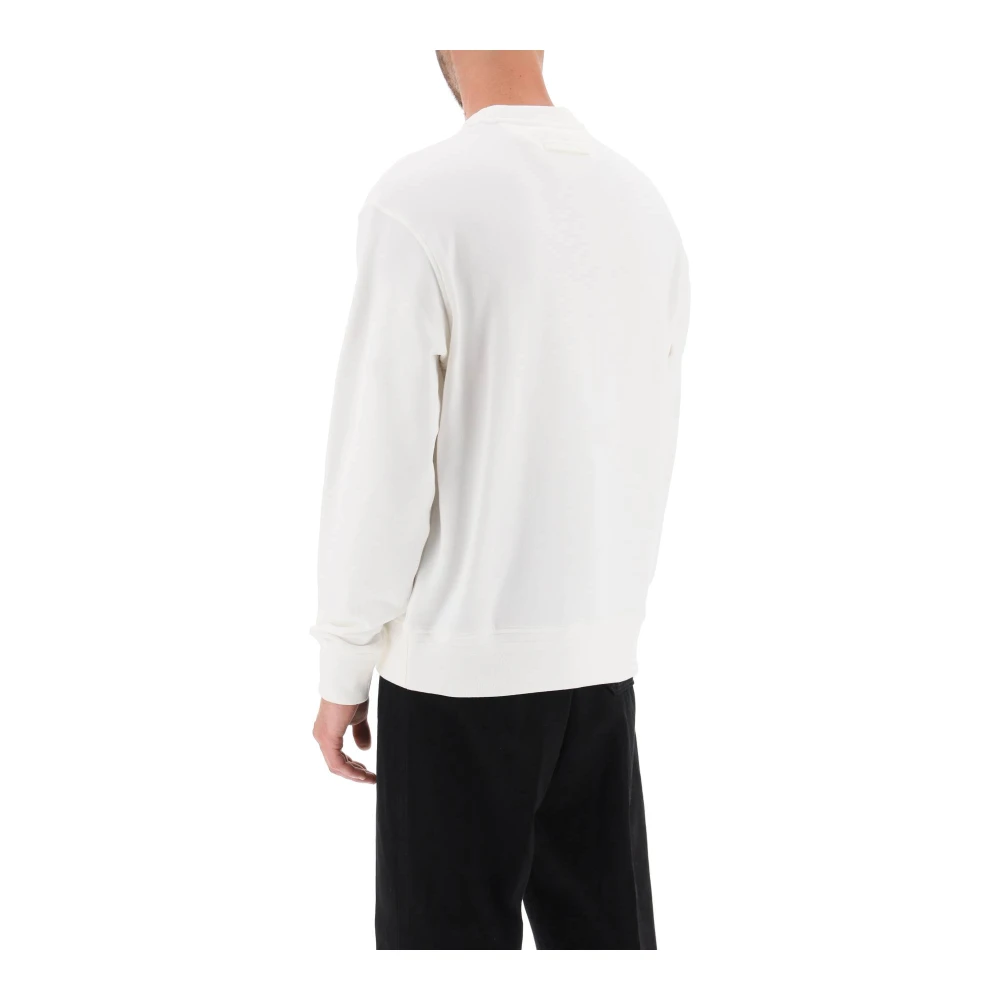 Ermenegildo Zegna Crew-neck sweatshirt met flocked logo White Heren