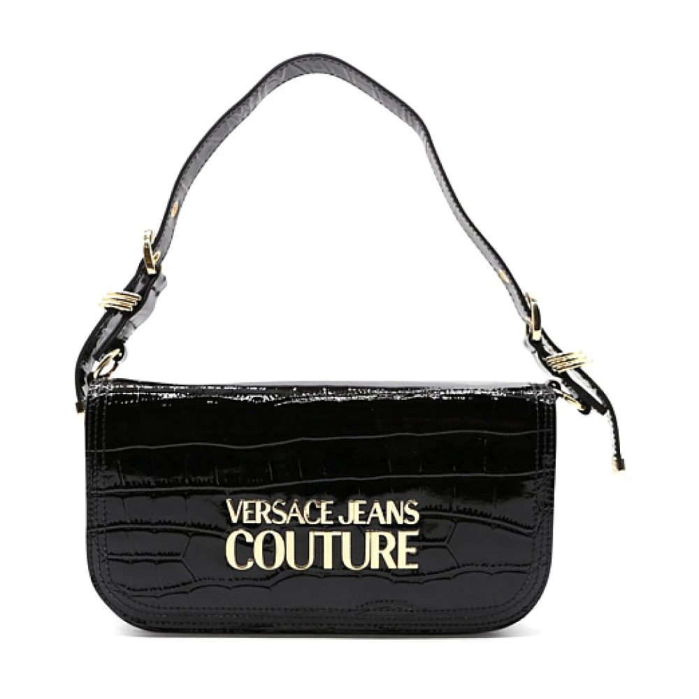 Versace Jeans Couture Äkta läder axelväska - Croco mönster Black, Dam