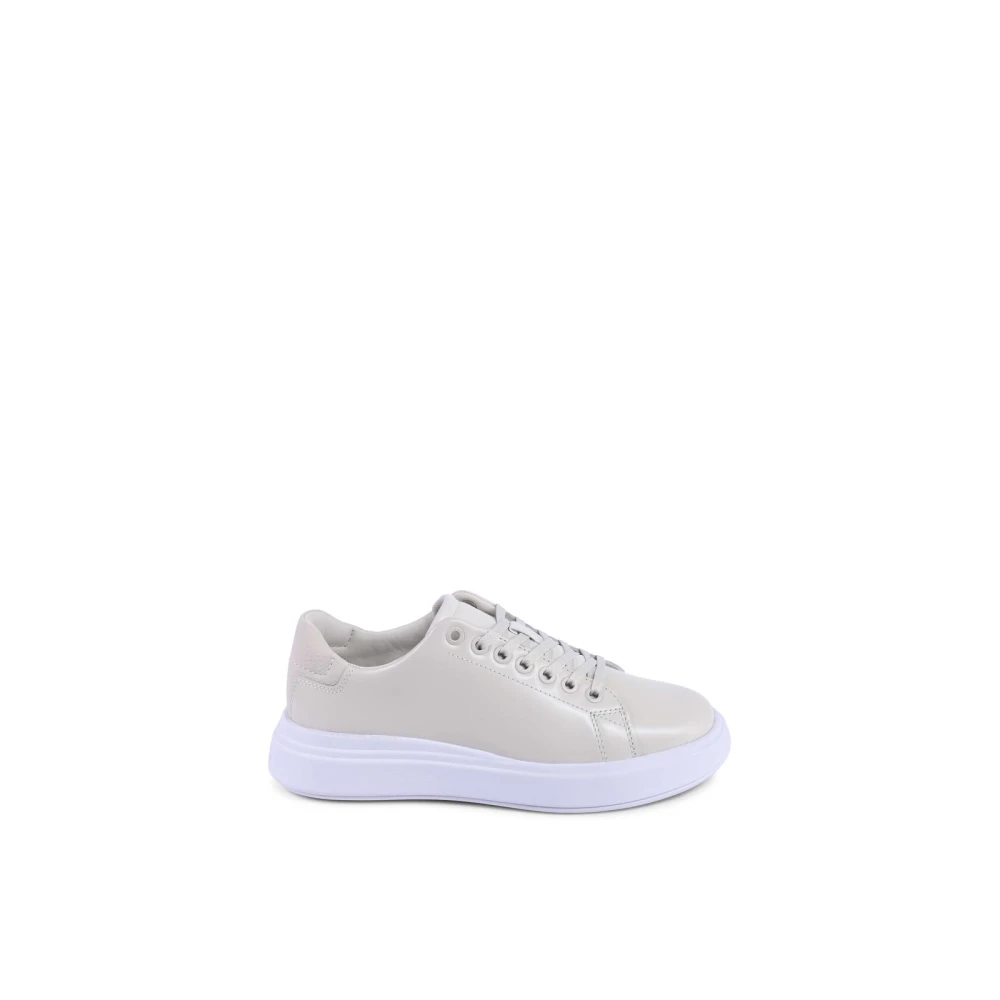 Calvin Klein Women's Beige Leather Platform Sneaker