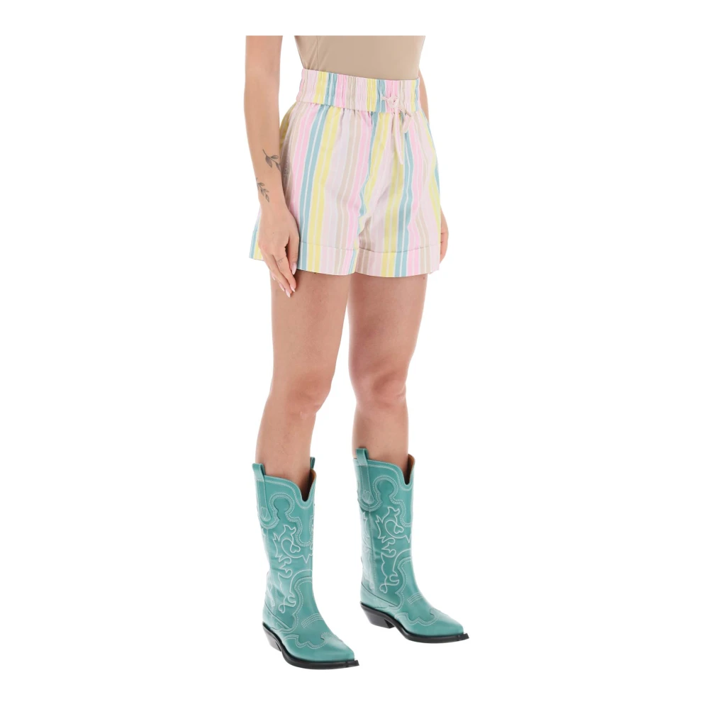 Ganni Gestreepte biologische katoenen shorts Multicolor Dames
