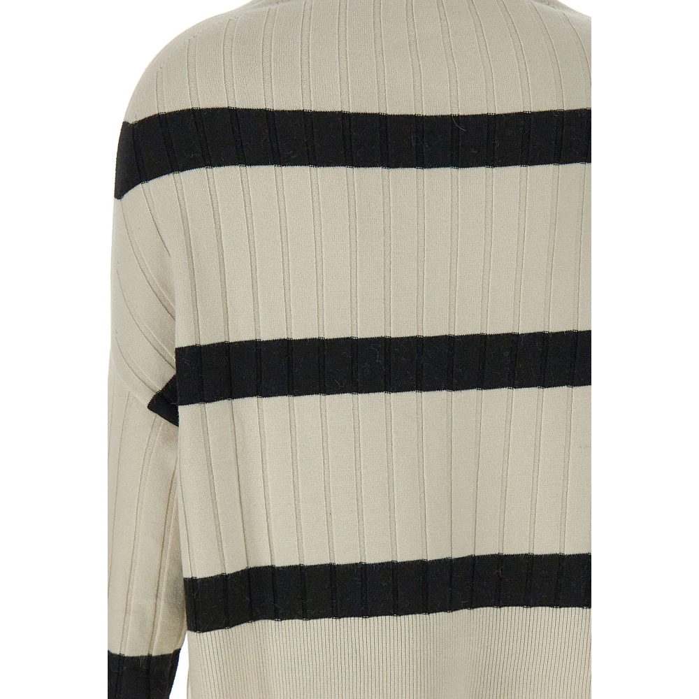 Kaos Angora Sweater Zwart Ribgebreid Beige Dames