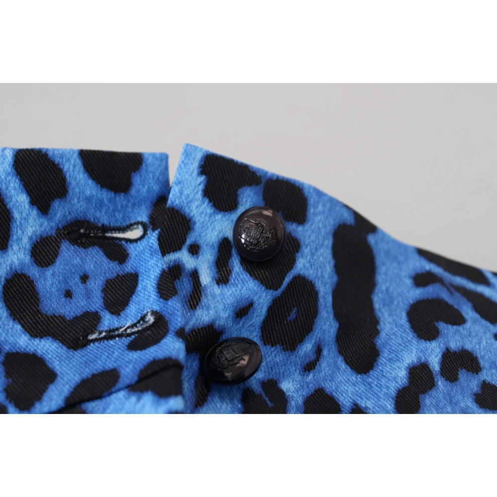 Dolce & Gabbana Luipaardprint Hoge Taille Broek Blue Dames