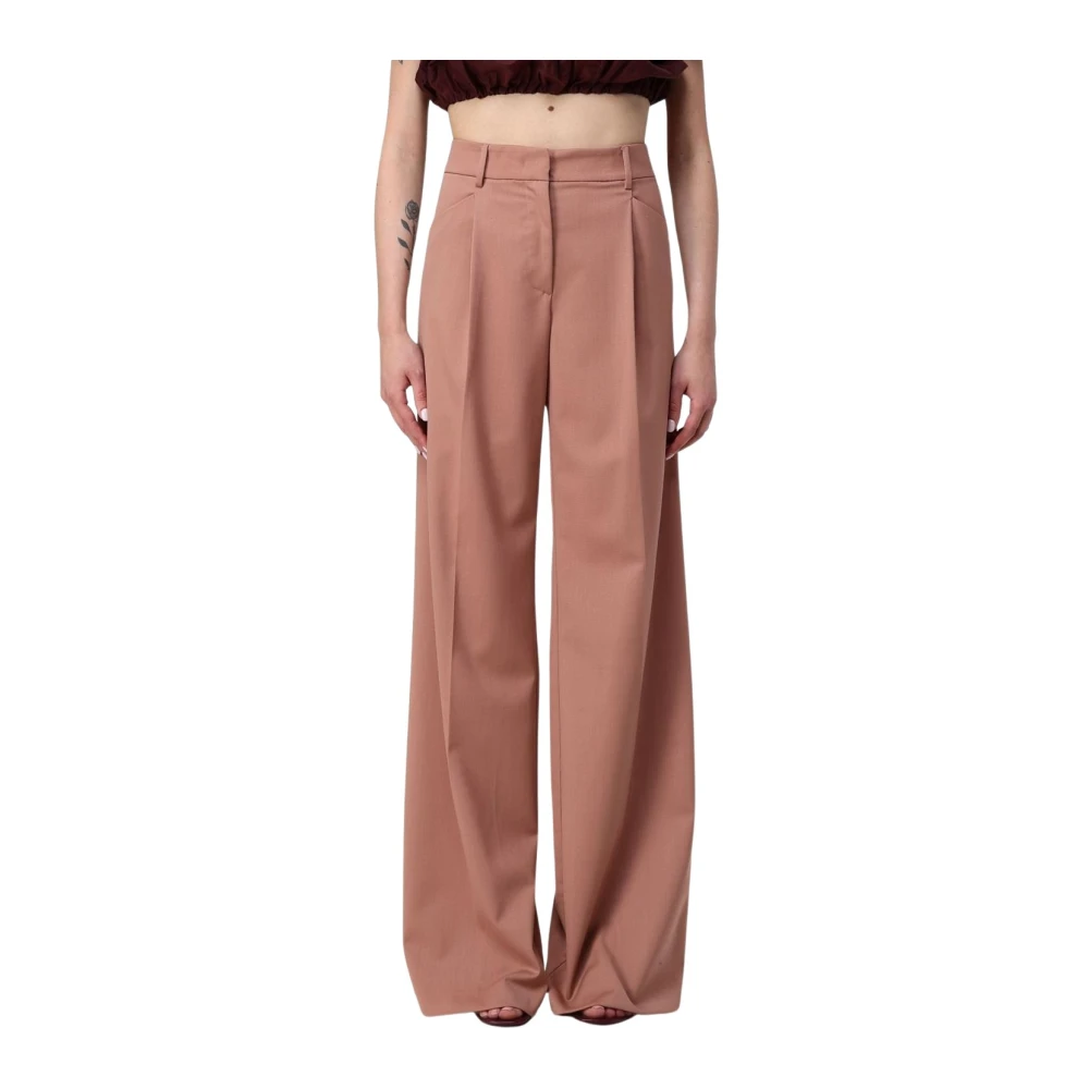 Andamane Women's Pink Wide Leg Pleated Trousers - Wide Trousers - S - Trousers