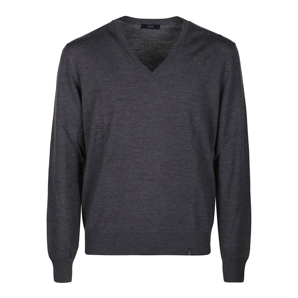 Fay Stijlvolle V-hals Trui Black Heren