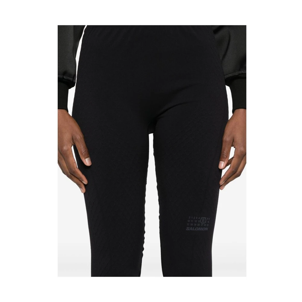MM6 Maison Margiela Zwarte Gebreide Paneel Hoge Taille Leggings Black Dames