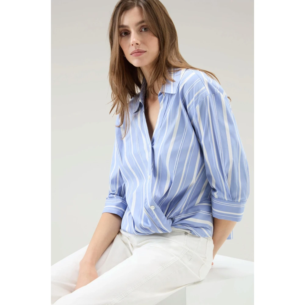 Woolrich Gestreepte blouse met moderne grafische touch Blue Dames