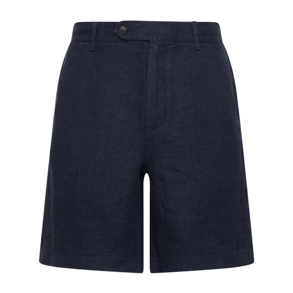 Mc2 Saint Barth Men's Blue Casual Shorts, S, Linen Herringbone Shorts