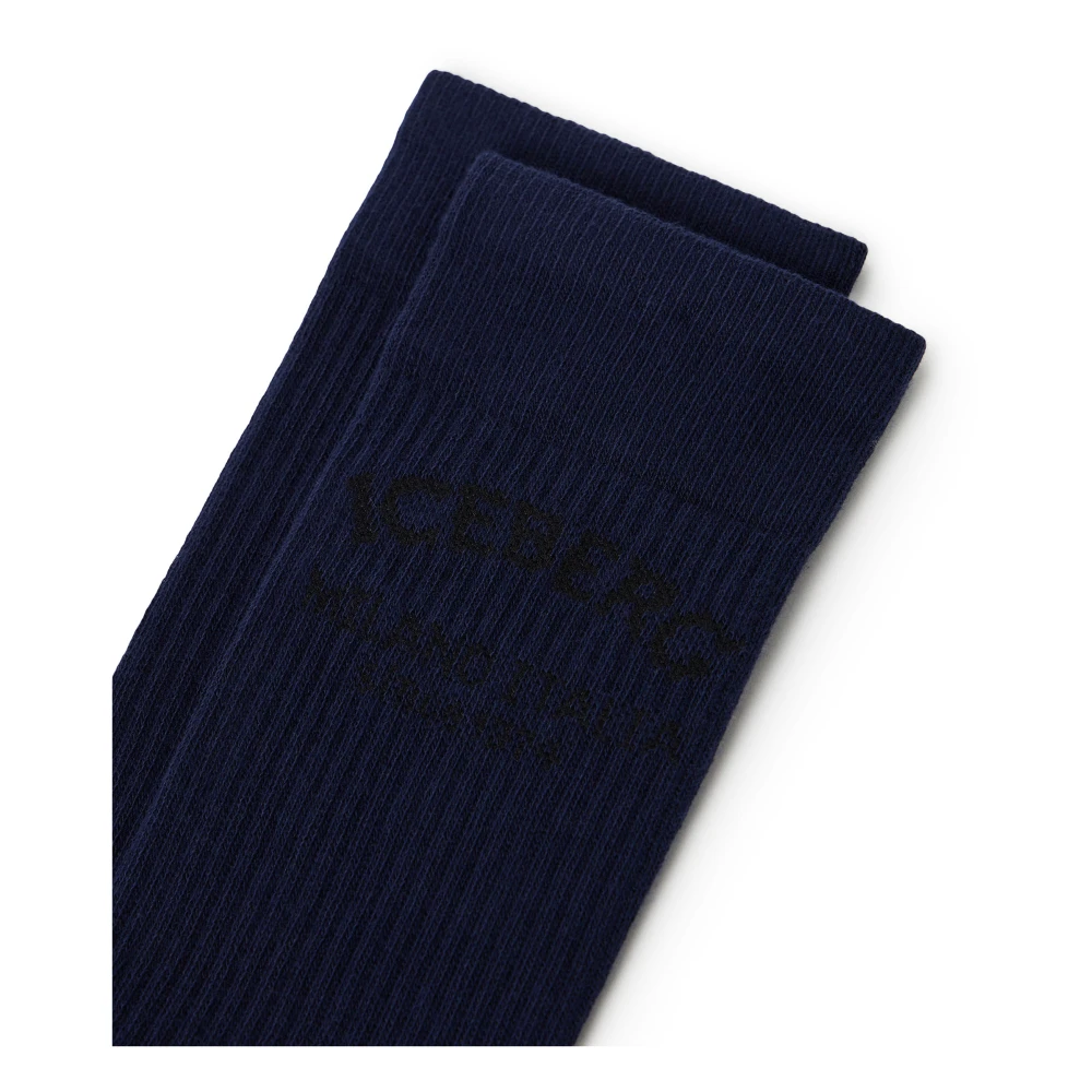 Iceberg Blauwe katoenen sok met piquet logo Sinds 1974 Blue Heren