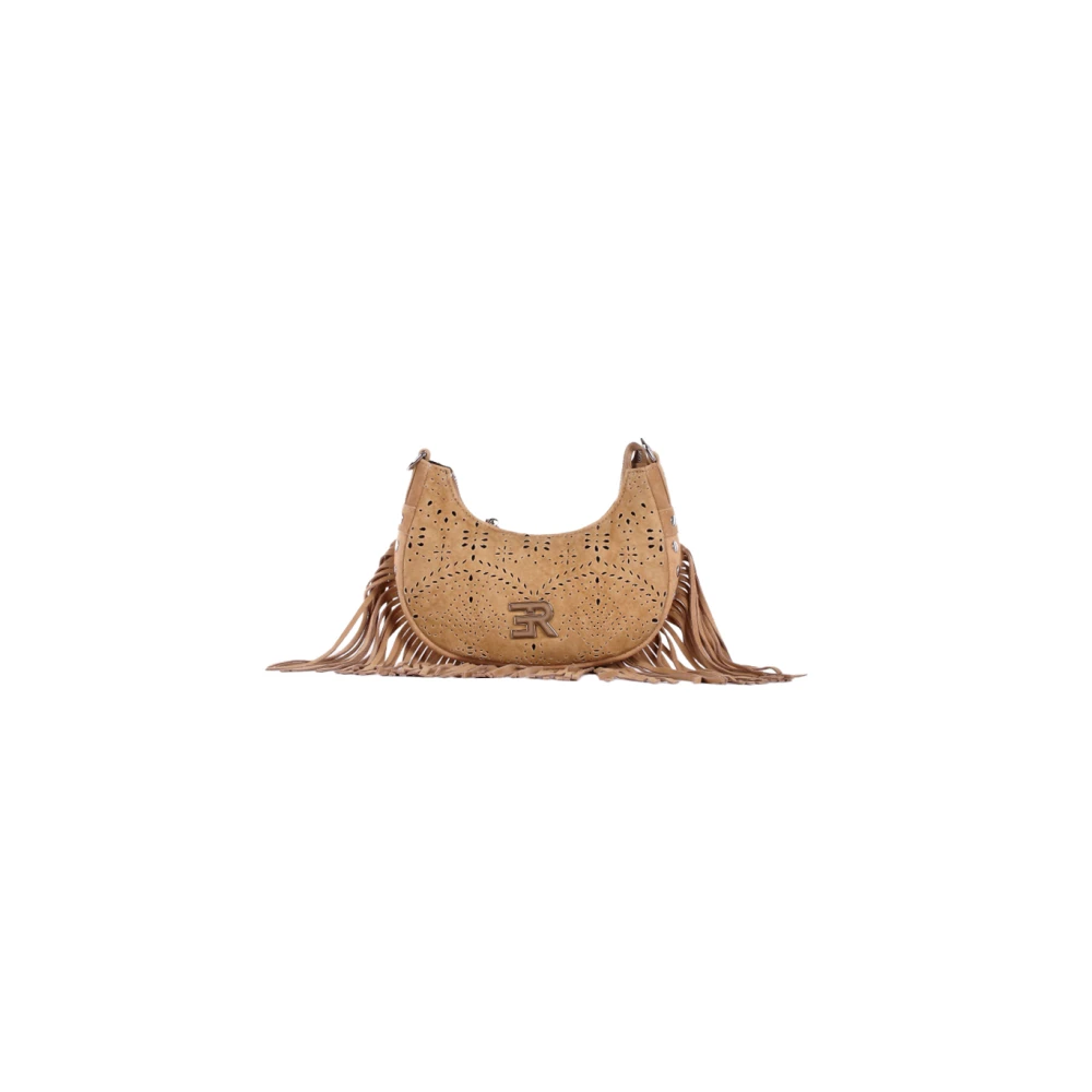 Ermanno Scervino Women's Beige Stylish Logo Front Bag With Fringes - Shoulder Bags - One Size - Bags