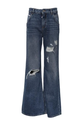 Hög Midja Wide Leg Denim Jeans