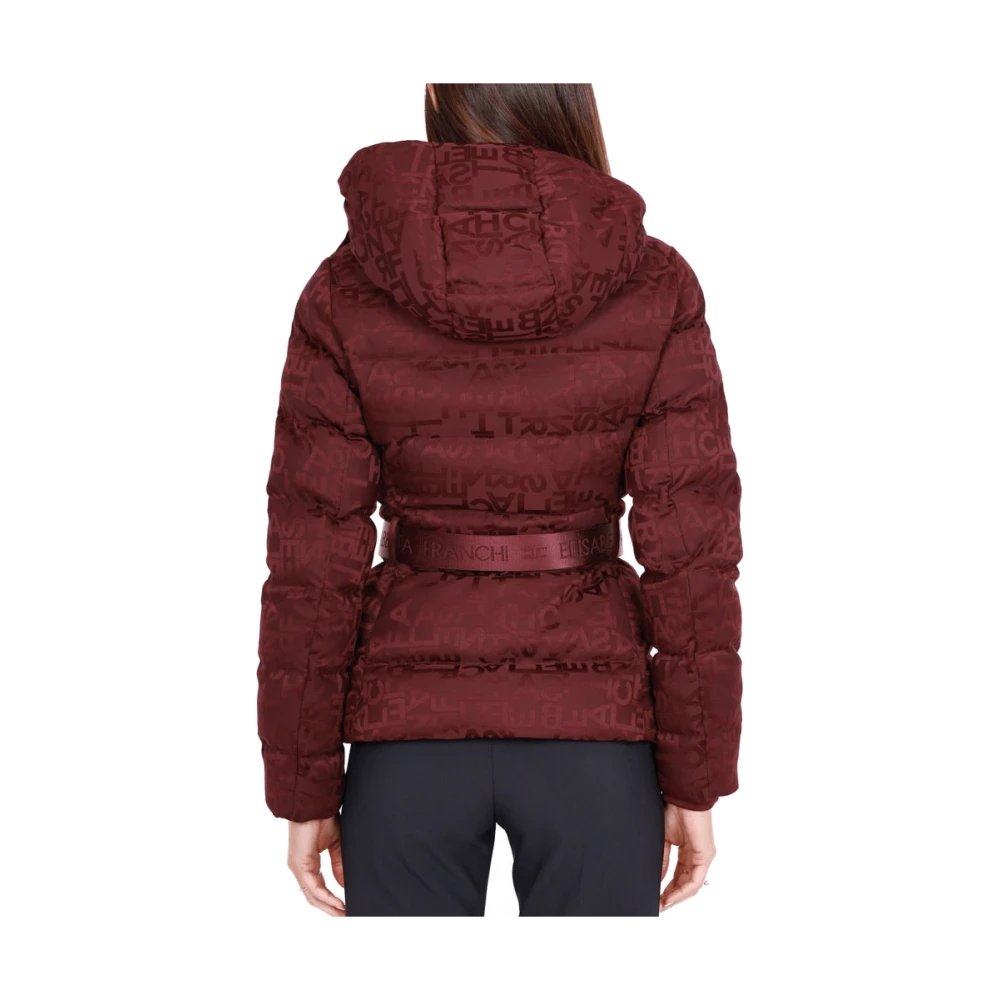 Elisabetta Franchi Korte Nylon Jacquard Bordeaux Jas Red Dames