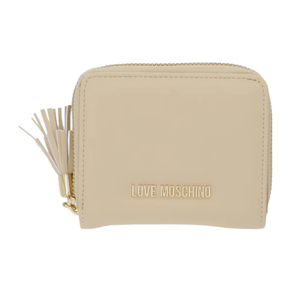 Love Moschino Women's Beige Zip Wallet - Wallets & Cardholders - One Size - Accessories