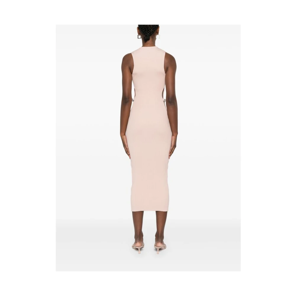 Mach & Mach Beige Cut-Out Crew Neck Jurk Pink Dames