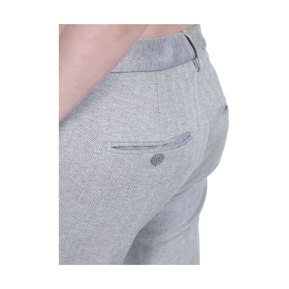 Dondup Enkellange Rits Chino's in Grijs Herringbone Gray Dames