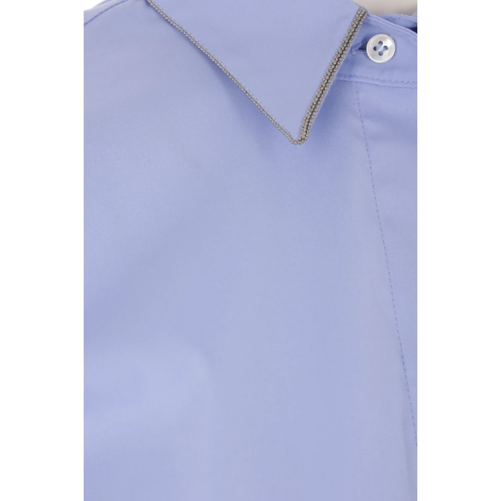 BRUNELLO CUCINELLI Lichtblauw Katoenen Stretch Overhemd Blue Dames