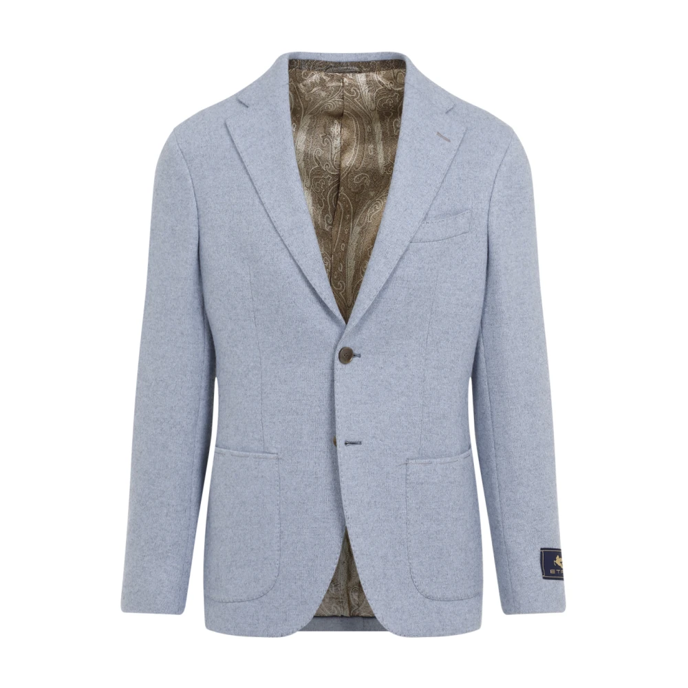 ETRO Blauwe Wollen Kasjmier Blend Jas Blue Heren
