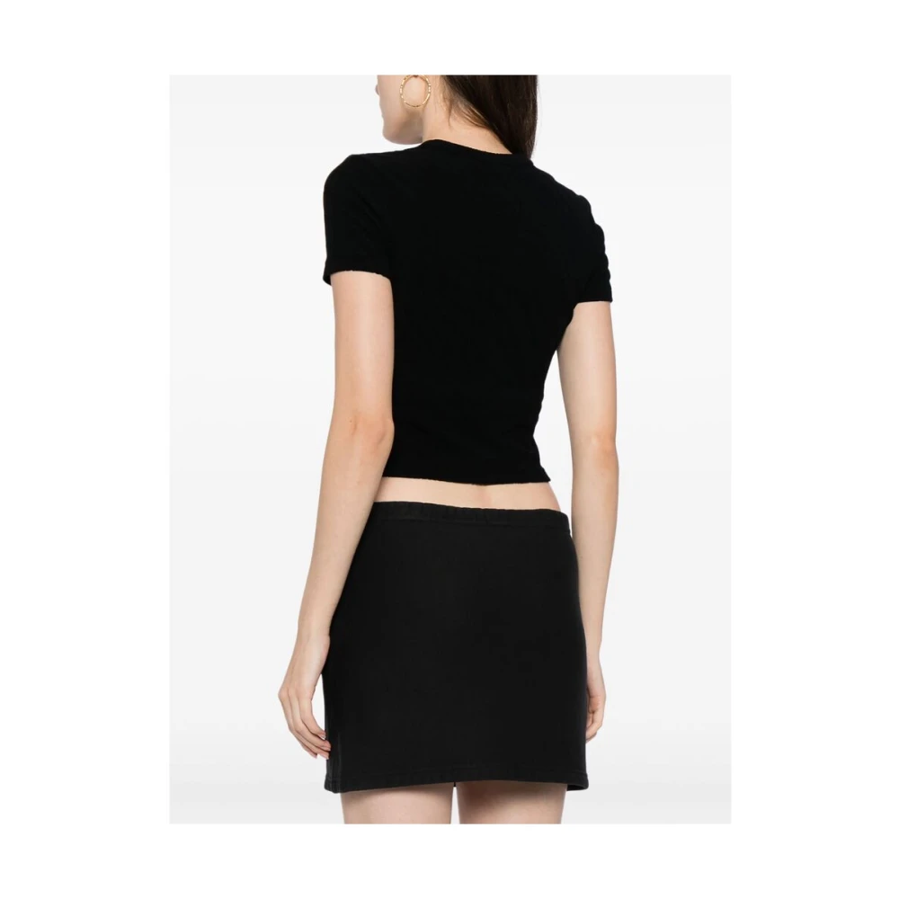 T by Alexander Wang Zwarte Gebreide Logo T-shirt Black Dames