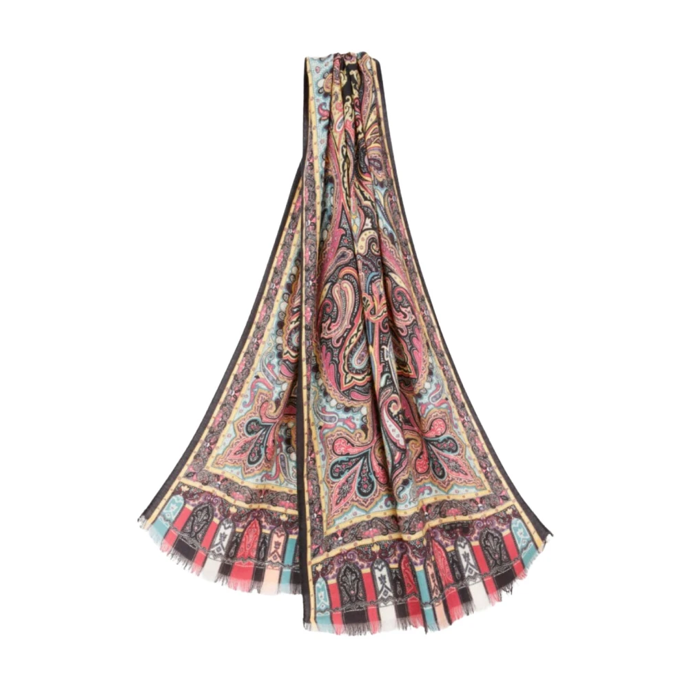 ETRO Zijden Kasjmier Sjaal met Paisley Print Multicolor Dames