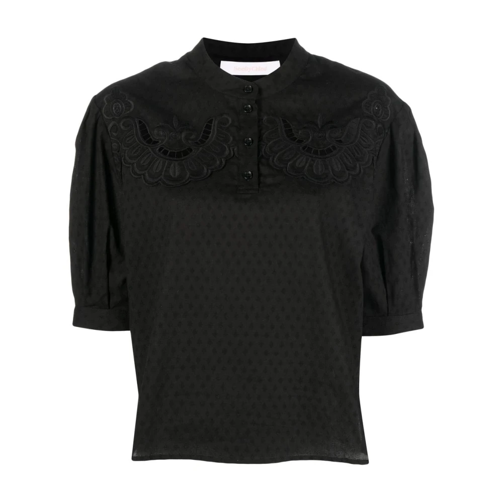 See by Chloé Zwarte Casual Korte Mouw Shirt Black Dames