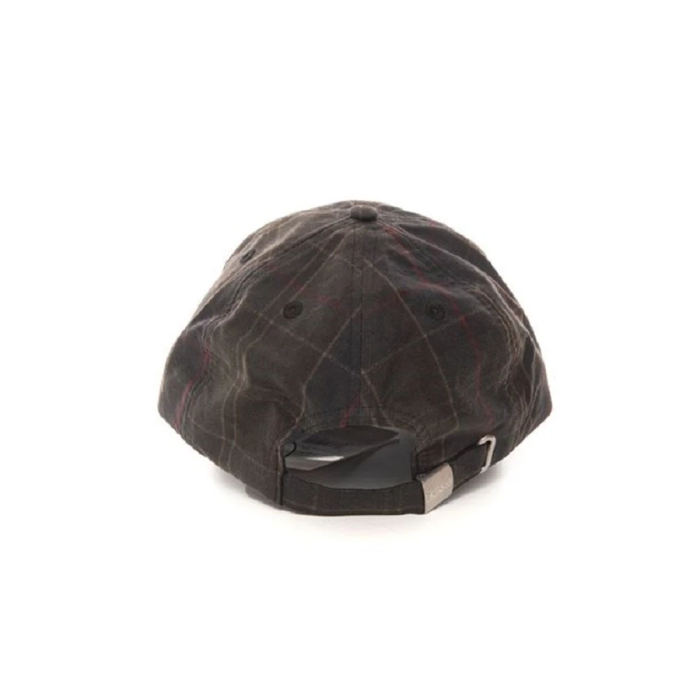 Barbour Waxed Cotton Tartan Visor Cap Green Unisex