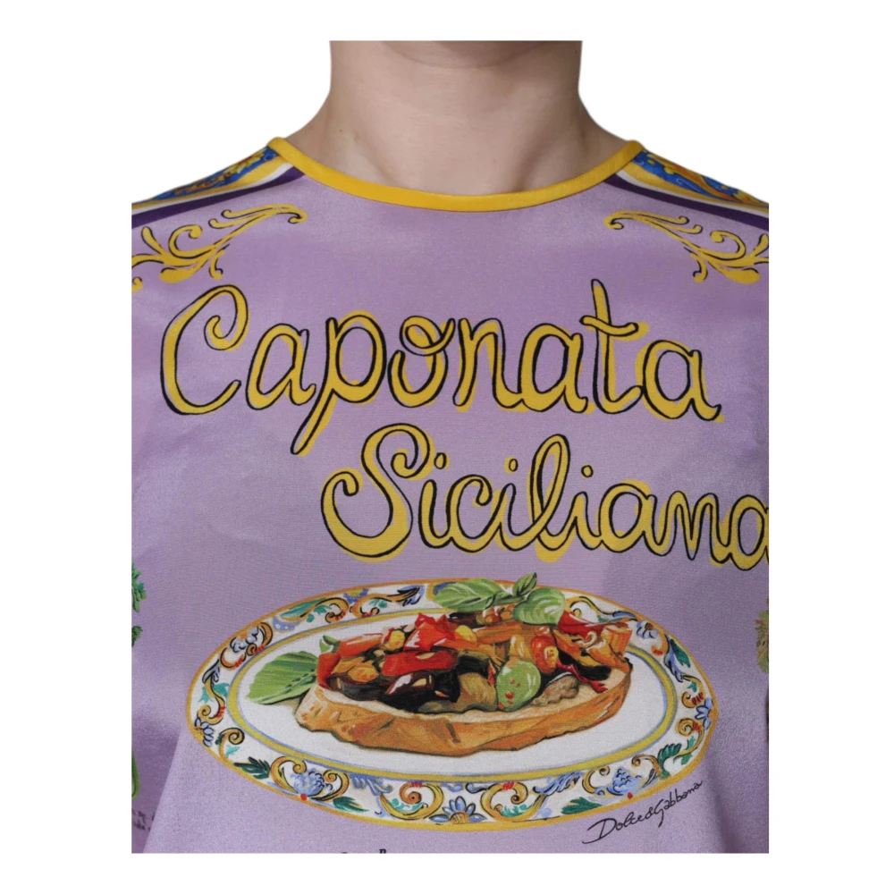 Dolce & Gabbana Paarse Zijden Caponata Print Tanktop Purple Dames