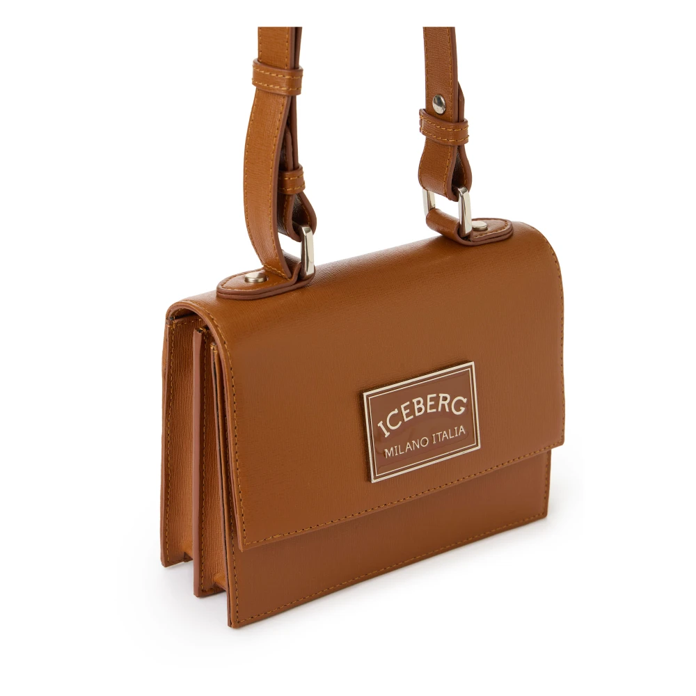 Iceberg Mini handtas met bovenhandvat in coccio-gekleurd Saffiano leer Brown Dames