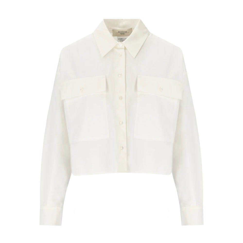 Max Mara Weekend Witte Cropped Shirt met Zakken White Dames