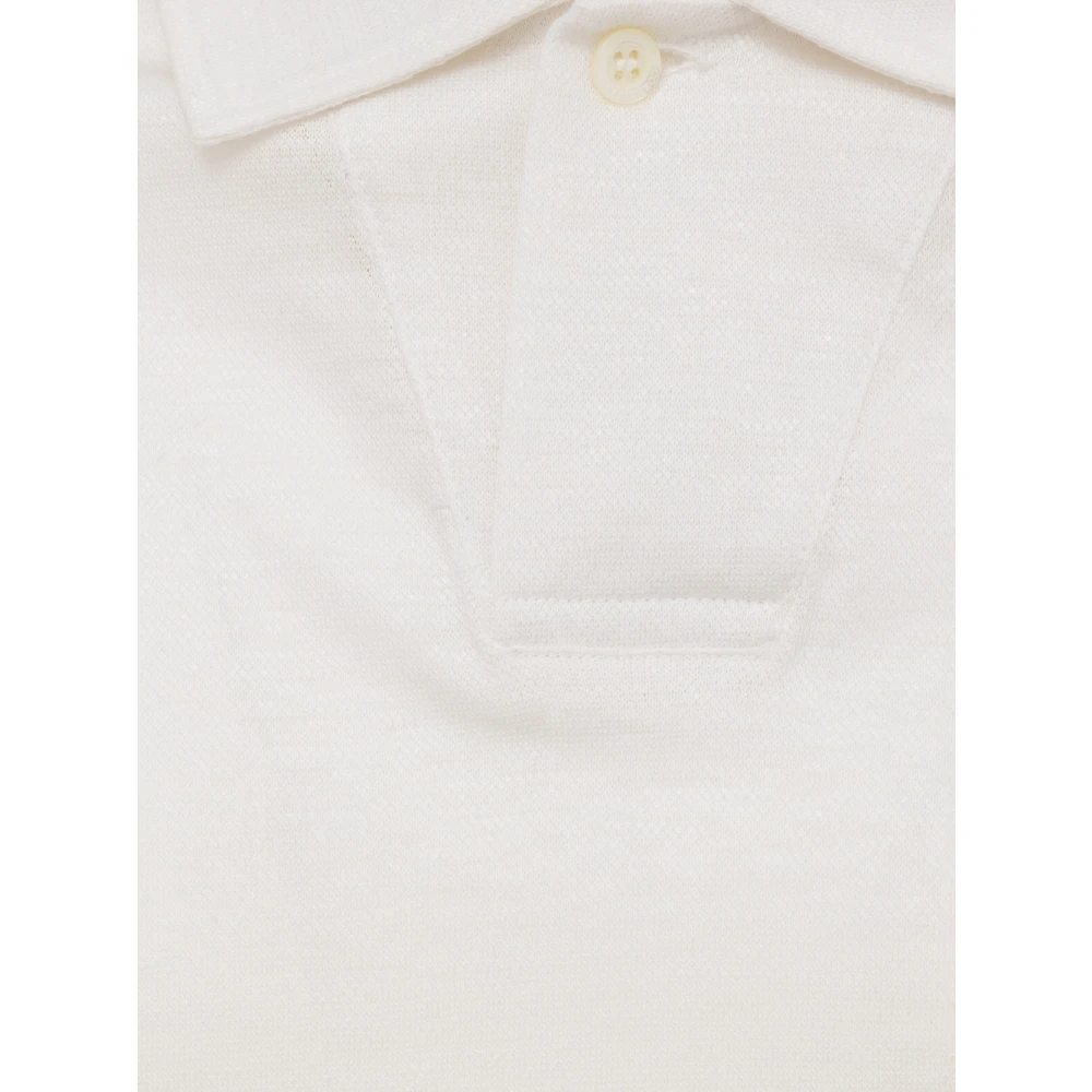 Corneliani Witte korte mouw V-hals polo White Heren