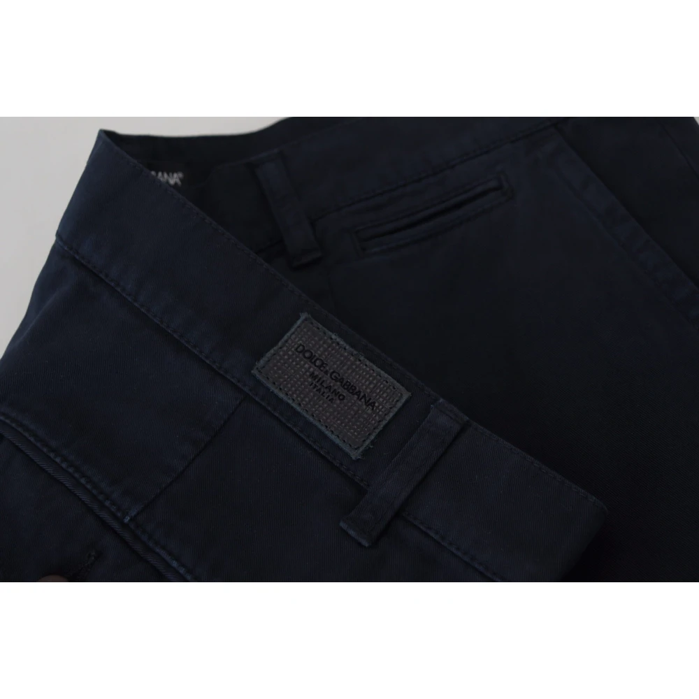Dolce & Gabbana Blauwe Katoenen Formele Broek Blue Heren