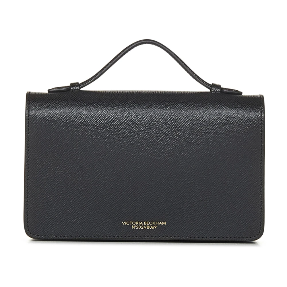 Victoria Beckham Zwarte leren schoudertas met B-gesp Black Dames