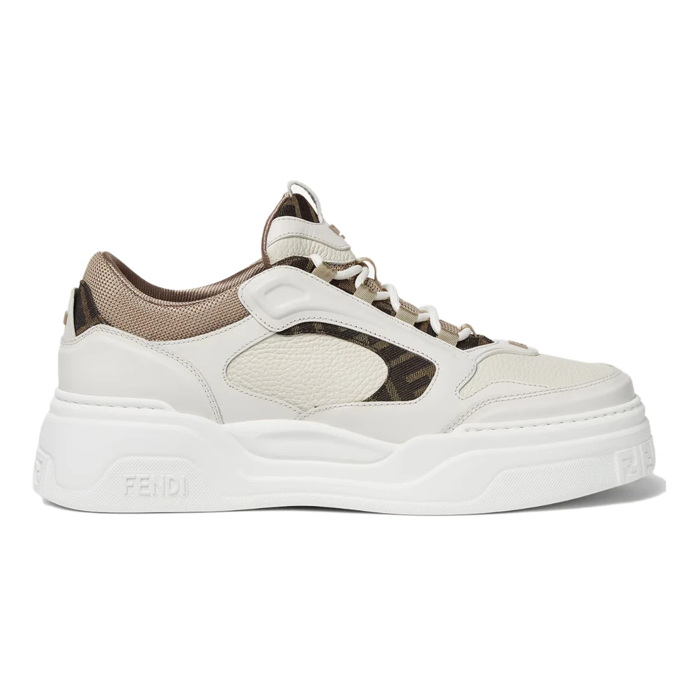 Fendi Mannelijk Wit Schoenen Heren, 41 Eu, Leer, Force Low-Top Veterschoen