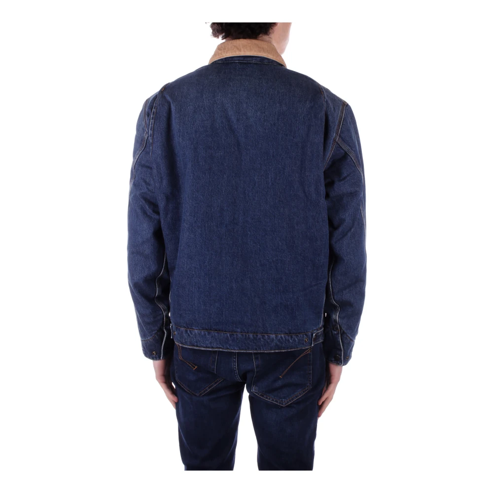 Carhartt WIP Blauwe Jassen met Voorlogo Rits Blue Heren