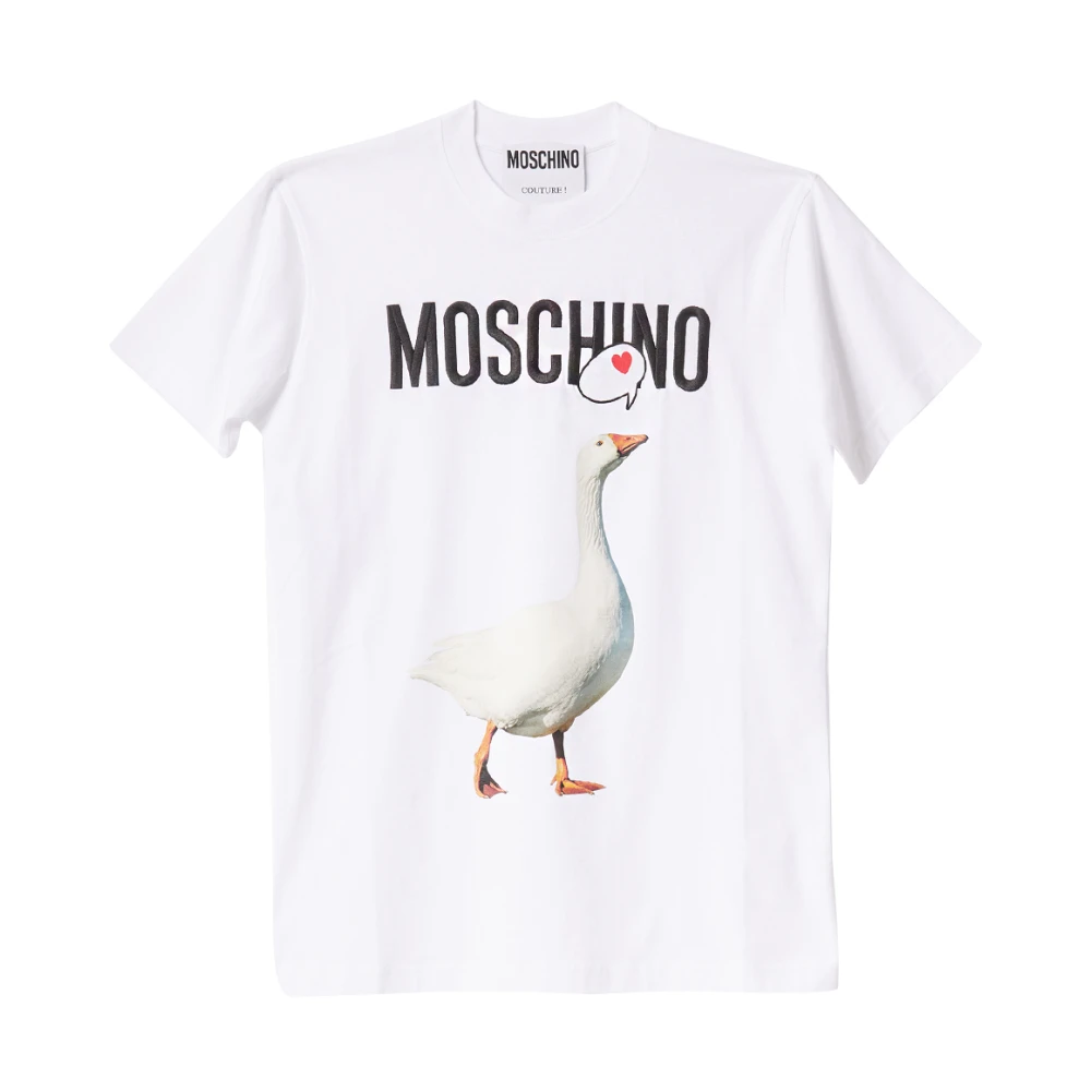 Moschino Wit Katoenen T-shirt met Luisa Gans Print White Dames