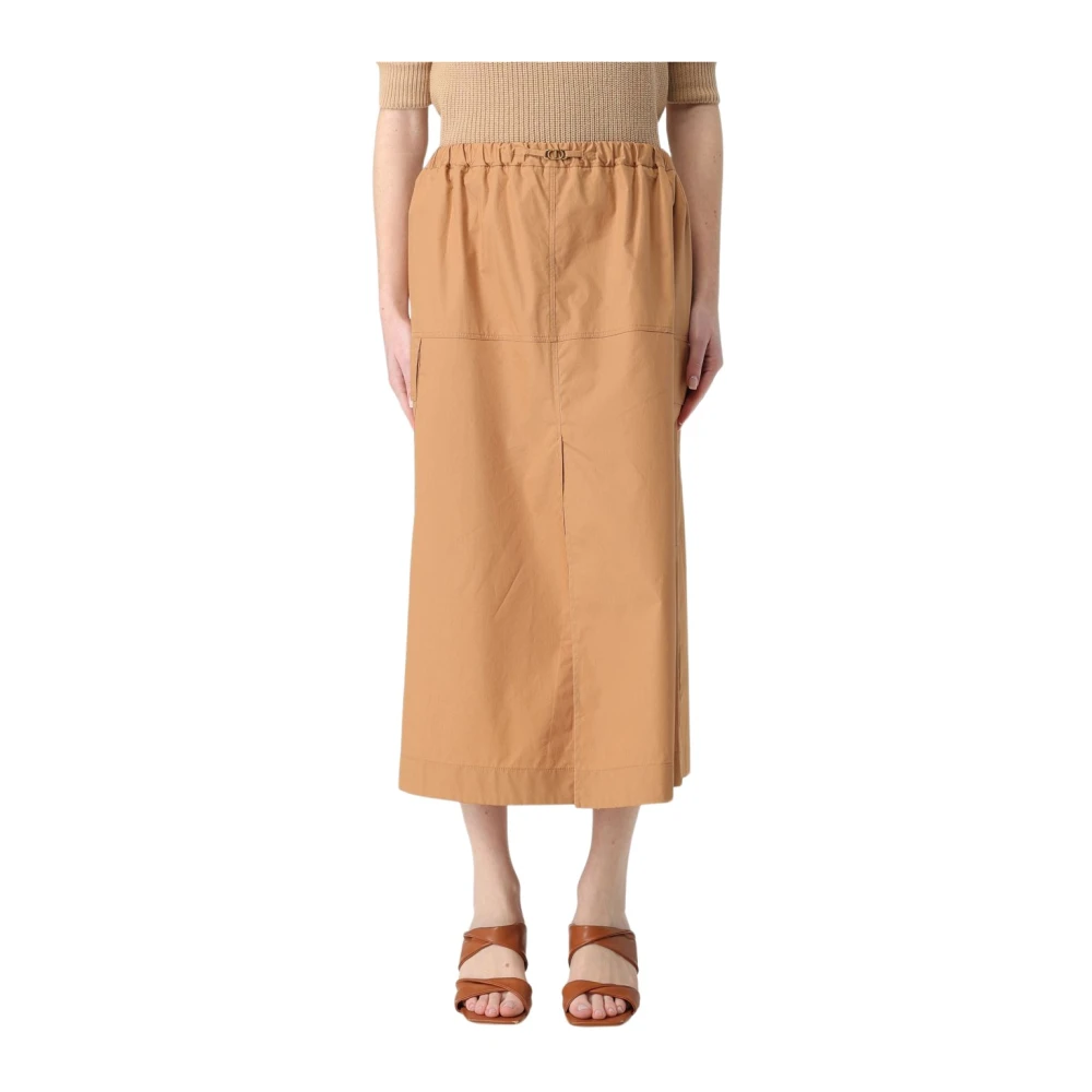 Twinset Women's Brown Midi Skirt With Slit