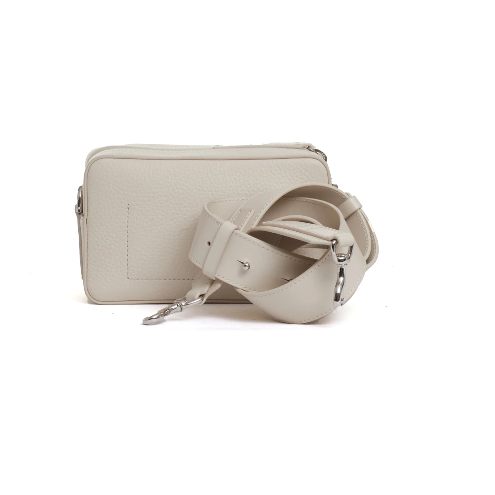 Hogan Elegante Leren Schoudertas Beige Dames