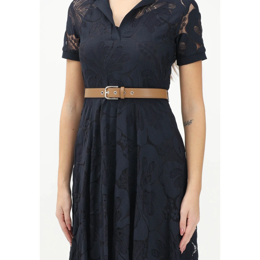 Max Mara Blauwe Kant Bloemen Midi Jurk Blue Dames