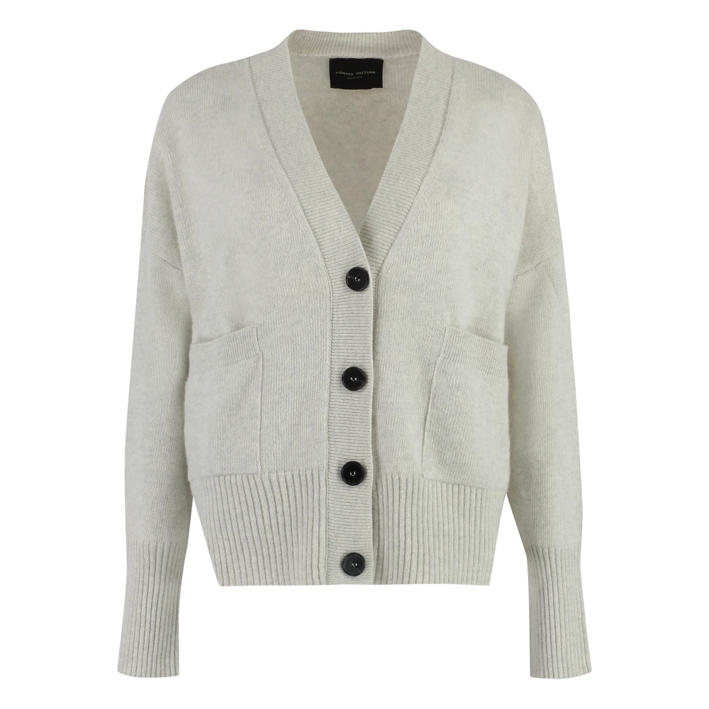 Roberto Collina Merino Cashmere Cardigan met Zakken Gray Dames