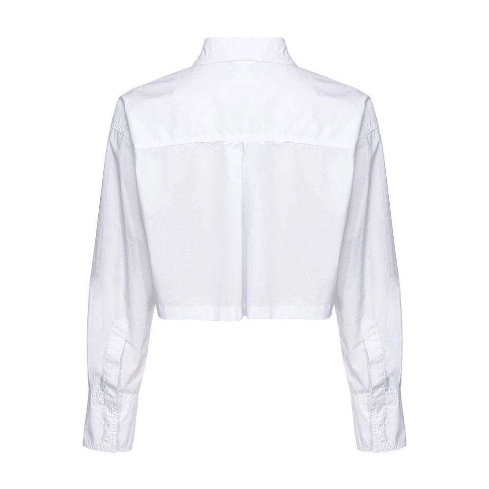 pinko Witte Poplin Geborduurd Logo Overhemd White Dames