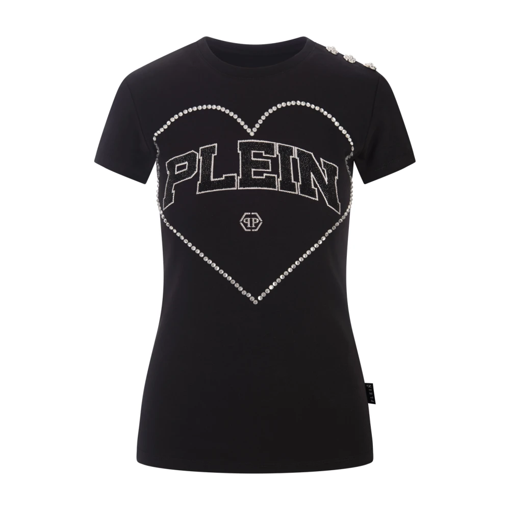 Philipp Plein Zwart Kristal Hart T-shirt Black Dames