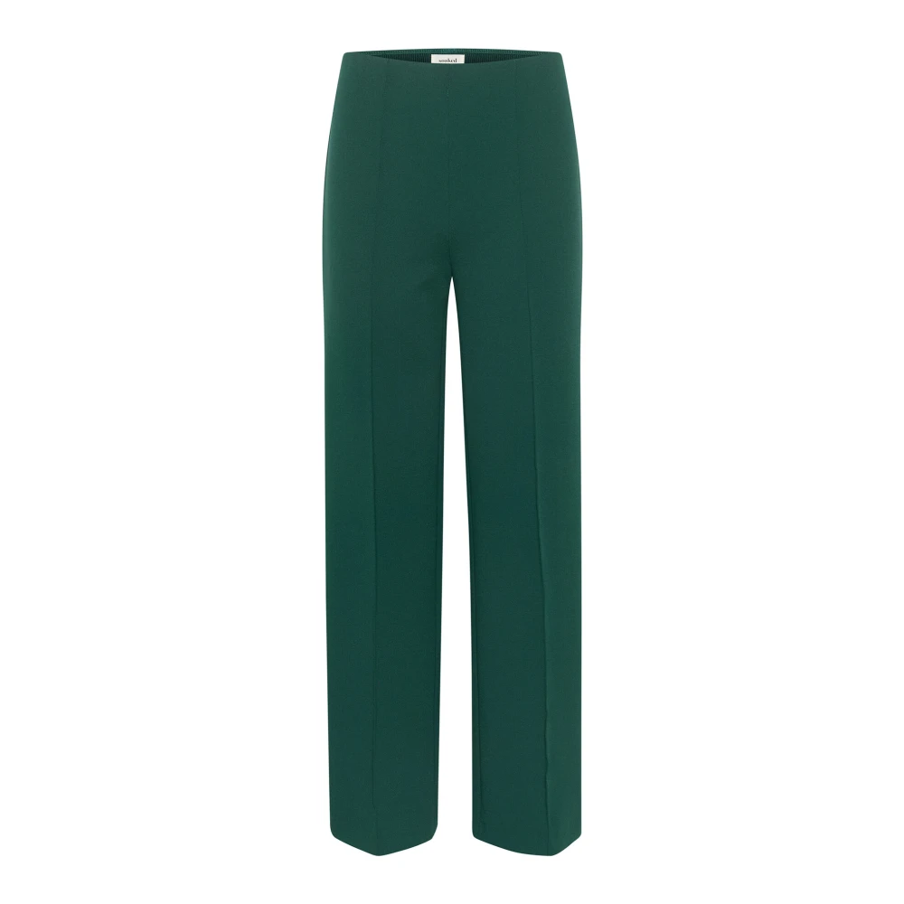 Soaked in Luxury Elastische Taille Rechte Pijp Broek Green Dames